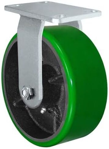 CasterHQ - عجلة صلبة شديدة التحمل مقاس 8 × 3 بوصة - من مادة البولي يوريثين الخضراء على عجلة فولاذية - سعة 2500 رطل لكل عجلة in Kuwait