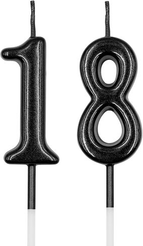18th & 81st Birthday Candles, Black Number 18 81 Candle for Cake, Happy Birthday Cake Topper Decoration for Birthday Anniversary Celebration Party Supplies in Saudi Arabia