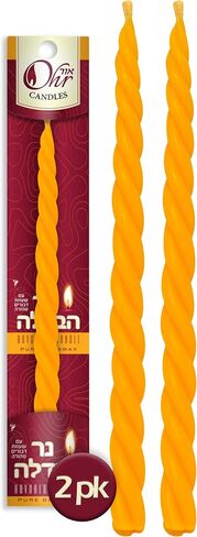 OHR CANDLES شمعة هافدالا من شمع العسل المضفر - شمعة شابات من شمع النحل النقي - هدية شابات يهودية - جديلة مستديرة - عبوة من قطعتين in Kuwait