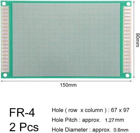 uxcell 2pcs 8x12cm Double Sided PCB Board Universal Printed Circuit Proto Board for DIY Soldering Electronic Projects Practice Test Circuit in Saudi Arabia