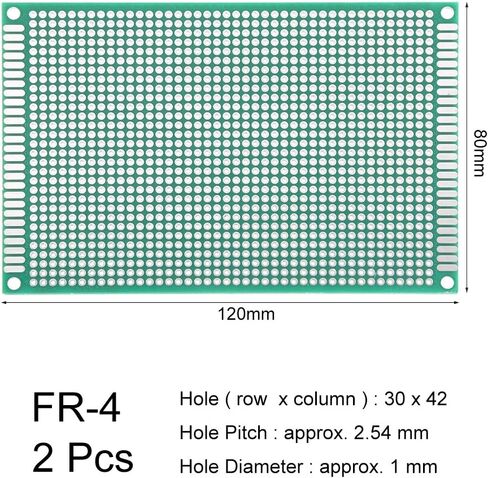 uxcell 2pcs 8x12cm Double Sided PCB Board Universal Printed Circuit Proto Board for DIY Soldering Electronic Projects Practice Test Circuit in Saudi Arabia