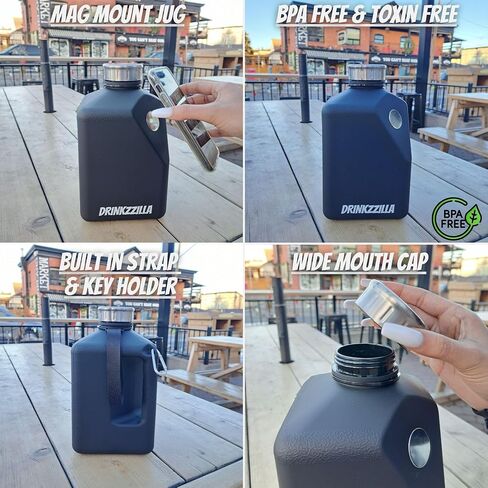 2.7L BPA-Free Jug with Magnetic Mount, Leakproof Cap, Strap - Hydration on the Go in Saudi Arabia