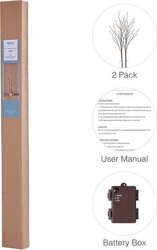 فرع شجرة البتولا الاصطناعي المضاء من Hairui مع أضواء خرافية 30 بوصة 100 LED تعمل بالبطارية فرع الصفصاف المضاء لتزيين المنزل في عيد الميلاد مجموعتان (المزهرية مستبعدة) in Kuwait