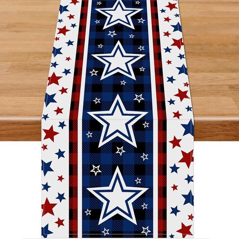 4th of July Table Runner, Stars Patriotic Memorial Day Table Runner Independence Day Kitchen Dining Table Decoration for Outdoor Indoor Home Party Decor 13 x 72 Inch in Saudi Arabia