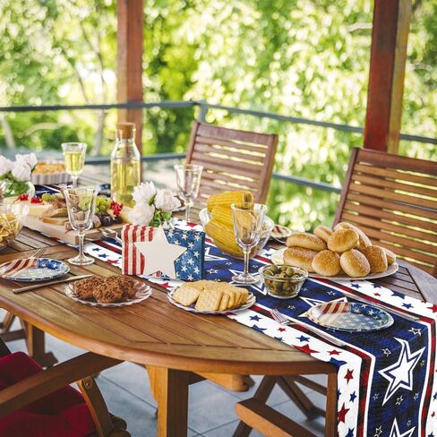 4th of July Table Runner, Stars Patriotic Memorial Day Table Runner Independence Day Kitchen Dining Table Decoration for Outdoor Indoor Home Party Decor 13 x 72 Inch in Saudi Arabia