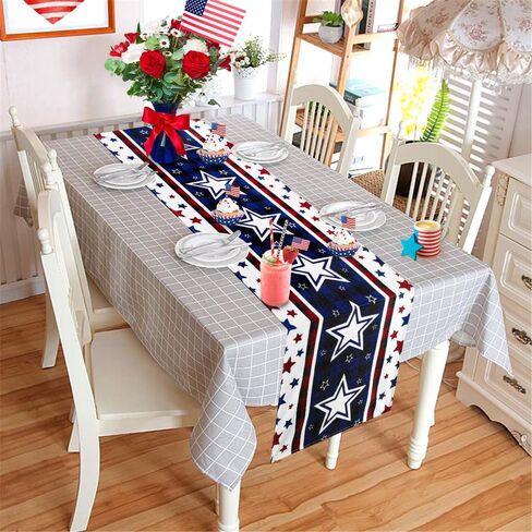 4th of July Table Runner, Stars Patriotic Memorial Day Table Runner Independence Day Kitchen Dining Table Decoration for Outdoor Indoor Home Party Decor 13 x 72 Inch in Saudi Arabia