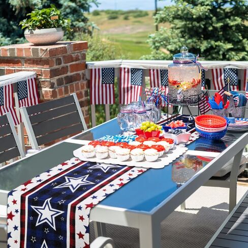 4th of July Table Runner, Stars Patriotic Memorial Day Table Runner Independence Day Kitchen Dining Table Decoration for Outdoor Indoor Home Party Decor 13 x 72 Inch in Saudi Arabia