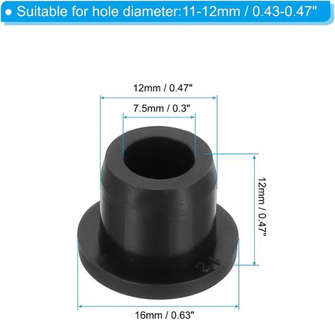 PATIKIL 10mm Diameter Rubber Hole Plugs, 8 Pcs Silicone Rubber Round Hole Stoppers for 9-10mm Hole, Black in Saudi Arabia