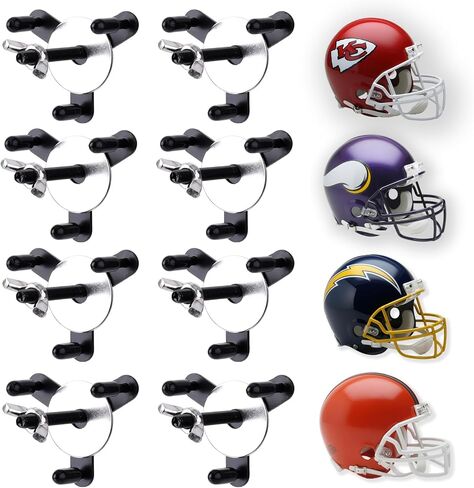 8 Pack Metal Football Helmet Wall Mount Display for Full or Mini Size Helmet, Hidden Floating Football Helmet Hanger Holder, Hardwares Included, Black in Saudi Arabia
