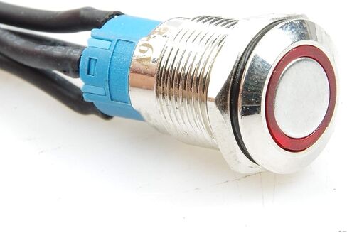 مفتاح هيكل معدني 12 مم مع كابل تمديد 100 سم 3.3 قدم حلقة حمراء LED مناسبة لمفتاح الكمبيوتر وزر إعادة التشغيل (12 مم، حلقة حمراء) in Saudi Arabia