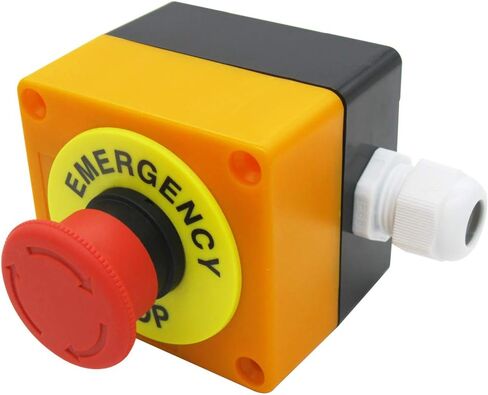 mxuteuk 22mm 1NC 1NO Red Mushroom Emergency Stop Push Button Switch AC 660V 10A Switch Station Box，1 Years Warranty HB2-ES545-BOX-Y in Saudi Arabia