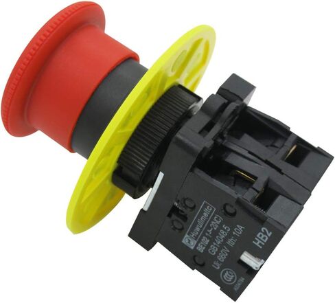 mxuteuk 22mm 1NC 1NO Red Mushroom Emergency Stop Push Button Switch AC 660V 10A Switch Station Box，1 Years Warranty HB2-ES545-BOX-Y in Saudi Arabia
