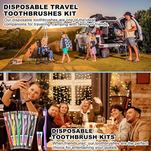 20pcs Disposable Toothbrushes with Toothpaste,Single Use Toothbrush with Toothpaste Individually Wrapped Disposable Travel Toothbrushes Kit Bulk for Homeless,Airbnb,Hotel,Guests(5 Colors) in Saudi Arabia
