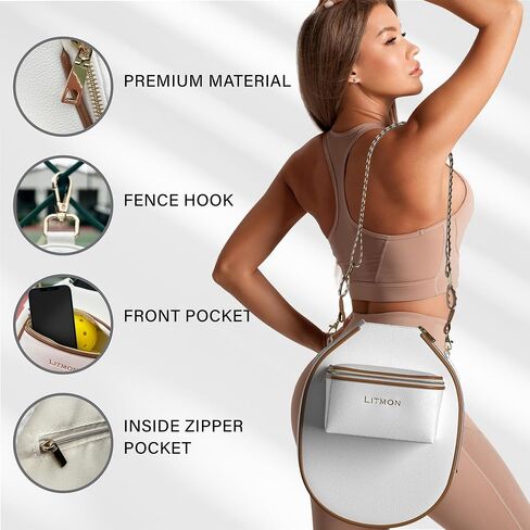 Pickleball Paddle Bag Leather Crossbody with Adjustable Fashionable Strap and Fence Hook in Saudi Arabia