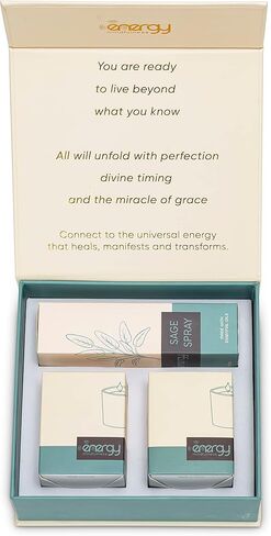 Sage smudge kit. Soy Wax Candles. Sage Spray for Cleansing Negative Energy & Protection. Ideal for Meditation, Aromatherapy, Reiki. Good vibes candle set. in Saudi Arabia