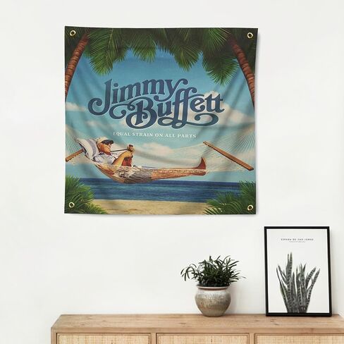 JGQ Jimmy Poster Buffett Tapestry، غرفة المعيشة للرجال كهف غرفة النوم والحفلات معلقة على الحائط (4 أقدام × 4 أقدام) in Kuwait