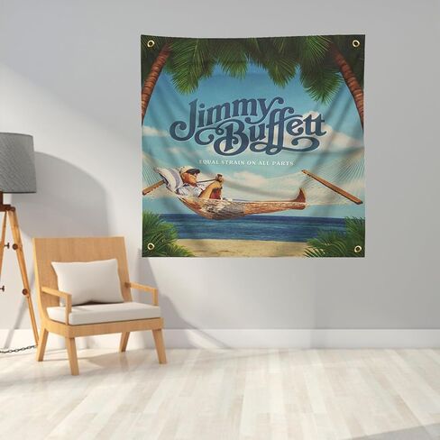 JGQ Jimmy Poster Buffett Tapestry، غرفة المعيشة للرجال كهف غرفة النوم والحفلات معلقة على الحائط (4 أقدام × 4 أقدام) in Kuwait
