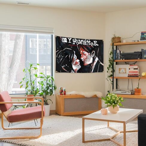 JaHMu My Album Cheical Rock Music Romance Cartoon Fun Tapestry 3 × 5FT Bedroom, Living Room, Door And Window Man Cave Decoration With 4 Brass Locking Rings in Saudi Arabia