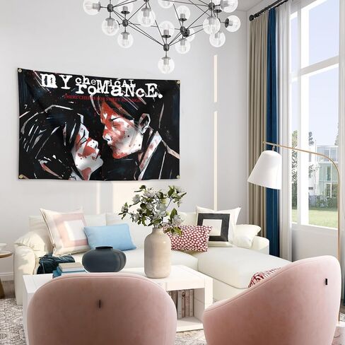 JaHMu My Album Cheical Rock Music Romance Cartoon Fun Tapestry 3 × 5FT Bedroom, Living Room, Door And Window Man Cave Decoration With 4 Brass Locking Rings in Saudi Arabia