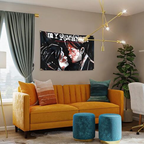 JaHMu My Album Cheical Rock Music Romance Cartoon Fun Tapestry 3 × 5FT Bedroom, Living Room, Door And Window Man Cave Decoration With 4 Brass Locking Rings in Saudi Arabia