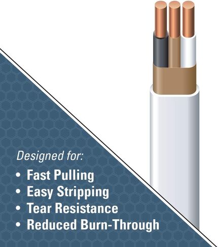 Southwire 28827422 50' 14/2 with Ground Romex Brand SIMpull Residential Indoor Electrical Copper Wire Type NM-B, White in Saudi Arabia