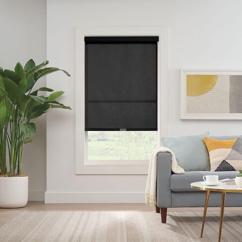 ECLIPSE Solar Modern Cordless Light Filtering Privacy Window Roller Shade for Bedroom or Living Room (1 Pack), 23 in x 72 in, Black in Saudi Arabia