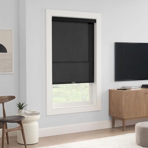 ECLIPSE Solar Modern Cordless Light Filtering Privacy Window Roller Shade for Bedroom or Living Room (1 Pack), 23 in x 72 in, Black in Saudi Arabia