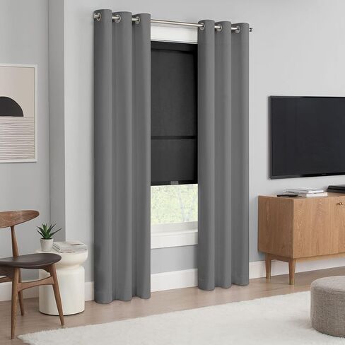 ECLIPSE Solar Modern Cordless Light Filtering Privacy Window Roller Shade for Bedroom or Living Room (1 Pack), 23 in x 72 in, Black in Saudi Arabia