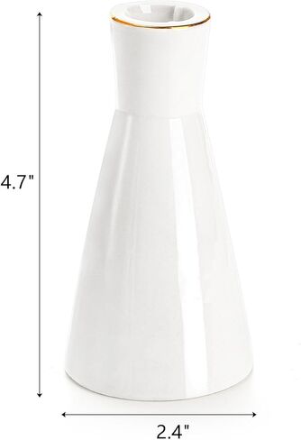 مجموعة ZEAYEA مكونة من 3 حوامل شموع من السيراميك، حوامل شموع حديثة لطاولة الزفاف المركزية هدية الترحيب بالمنزل، حامل شموع مستدقة بيضاء مزخرفة بحافة ذهبية لديكور المنزل للحفلات in Kuwait