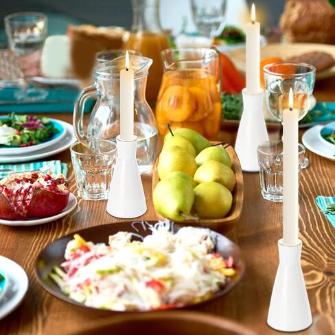 مجموعة ZEAYEA مكونة من 3 حوامل شموع من السيراميك، حوامل شموع حديثة لطاولة الزفاف المركزية هدية الترحيب بالمنزل، حامل شموع مستدقة بيضاء مزخرفة بحافة ذهبية لديكور المنزل للحفلات in Kuwait