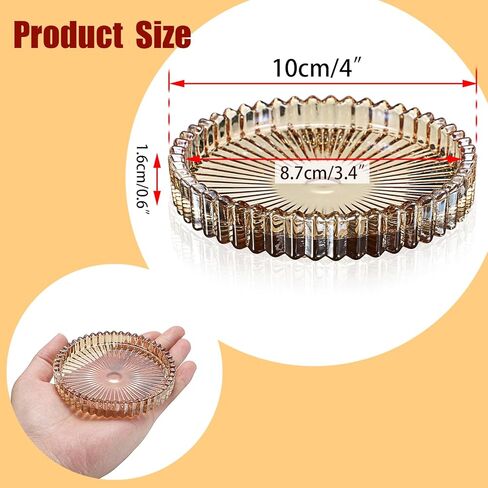 5 قطع من أطباق الشموع الزجاجية الشفافة مقاس 10.16 سم من OWNMY، قواعد شموع زجاجية عمودية، صواني شموع مستديرة، ألواح شموع عمودية زجاجية حديثة لقطع مركزية لطاولات الزفاف، كهرمان in Kuwait