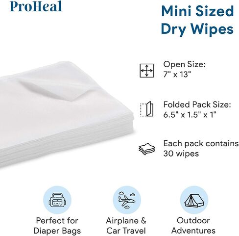 Disposable Dry Wipes for Adults & Baby - 25 Count (1 Pack) - Gentle & Durable Washcloths for Incontinence and Skin Care - 7" x 13" Travel Size - Non-Moistened Hospital Grade Cleansing Cloths in Saudi Arabia