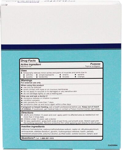 إيكويت - رقعة المنثول 5%، قوة إضافية، 5 لصقات (مقارنة بالجليد الساخن) in Kuwait