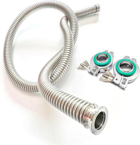 bmotiontech thick wall extra stiff KF25 bellow hose NW25 corrugated flexible bellow set with 2X Aluminum clamp / 2X SS Centering Ring / 2X FKM O-Ring (6 feet KF25, thick wall) in Saudi Arabia