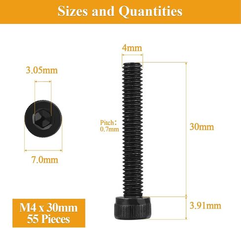 365 Pieces M4 Screws Nuts Washers Set Black, Sutemribor M4 x 6/8/10/12/16/20/25mm Hex Socket Head Cap Screws Nuts Washers Assortment Kit, 12.9 Grade Alloy Steel, Fully Threaded in Saudi Arabia