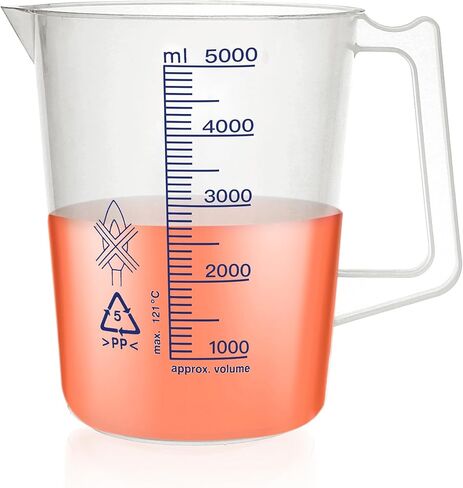 Plastic Beaker Set, 2000ml Measuring Beakers with Handle and Spout, 67.6oz Measure Pitcher with Blue Printed Scales for DIY, Petrol Filling, Swimming Pools and Lawns, BKAP2000A1 in Saudi Arabia