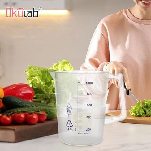 Plastic Beaker Set, 2000ml Measuring Beakers with Handle and Spout, 67.6oz Measure Pitcher with Blue Printed Scales for DIY, Petrol Filling, Swimming Pools and Lawns, BKAP2000A1 in Saudi Arabia