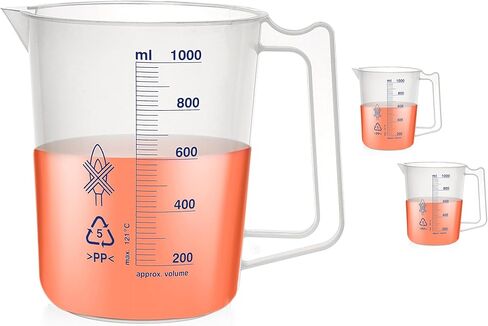 Plastic Beaker Set, 2000ml Measuring Beakers with Handle and Spout, 67.6oz Measure Pitcher with Blue Printed Scales for DIY, Petrol Filling, Swimming Pools and Lawns, BKAP2000A1 in Saudi Arabia