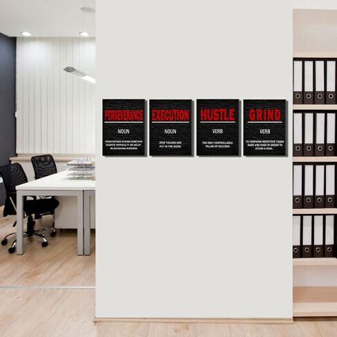 Grind Hustle Execution تحفيزي جدار الفن مكتب جدار الفن الأسود والأحمر قماش طباعة مكتب جدار ديكور ملهم مؤطرة جدار الفن النجاح لمكتب مكان العمل الديكور جدار الفن لرجل امرأة in Kuwait