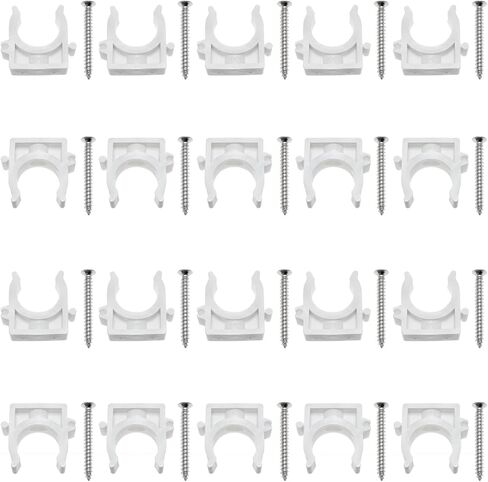 20 قطعة من أنابيب المياه البلاستيكية على شكل حرف U بيضاء حليبية لقطر خارجي 25 مم متوافق مع 3/4 بوصة قطر داخلي أنبوب PVC بدون خياطة بطاقة أنابيب خالية من الأظافر للمطبخ والحمام والشرفة مشبك أنابيب ثابت in Kuwait