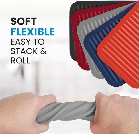 Zulay 2 Pack (9"x12") Silicone Trivets for Hot Pots and Pans - Multi-Purpose & Versatile Trivet Mat - Heat Resistant Silicone Trivet - Durable & Flexible Hot Pads for Kitchen Counter - Gray in Saudi Arabia