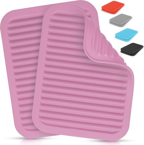 Zulay 2 Pack (9"x12") Silicone Trivets for Hot Pots and Pans - Multi-Purpose & Versatile Trivet Mat - Heat Resistant Silicone Trivet - Durable & Flexible Hot Pads for Kitchen Counter - Gray in Saudi Arabia