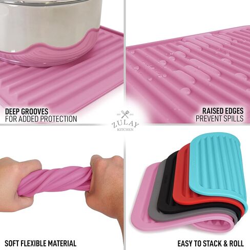 Zulay 2 Pack (9"x12") Silicone Trivets for Hot Pots and Pans - Multi-Purpose & Versatile Trivet Mat - Heat Resistant Silicone Trivet - Durable & Flexible Hot Pads for Kitchen Counter - Gray in Saudi Arabia