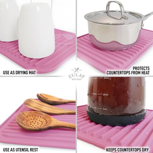 Zulay 2 Pack (9"x12") Silicone Trivets for Hot Pots and Pans - Multi-Purpose & Versatile Trivet Mat - Heat Resistant Silicone Trivet - Durable & Flexible Hot Pads for Kitchen Counter - Gray in Saudi Arabia