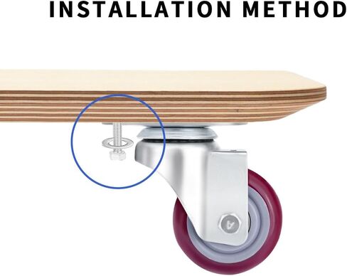 2 Inches Caster Wheels Set of 4 Polyurethane Castors with Free Screws and Spanner, Heavy Duty Swivel Plate Castors Pack 4 for Furniture and Workbench in Saudi Arabia