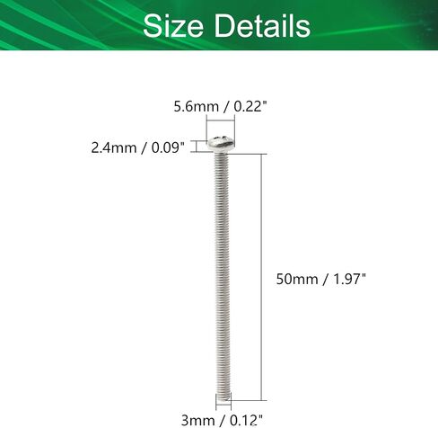 Yinpecly M3 x 50mm Machine Screws Pan Phillips Cross Head Screw 304 Stainless Steel Fasteners Bolts Silver Gray 30Pcs in Saudi Arabia