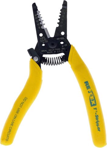 IDEAL Electrical 45-615 Reflex Super T Stripper - 8-18 AWG Solid, Yellow, Wire Stripper, Plier Nose, Slide Lock, Textured Grips in Saudi Arabia