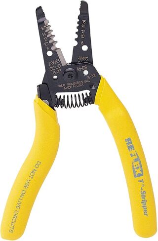 IDEAL Electrical 45-615 Reflex Super T Stripper - 8-18 AWG Solid, Yellow, Wire Stripper, Plier Nose, Slide Lock, Textured Grips in Saudi Arabia