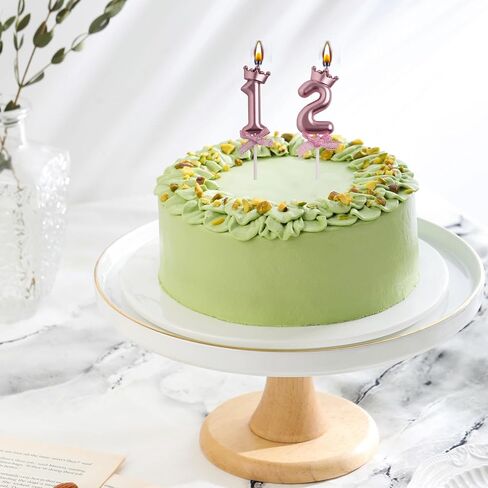 شموع عيد الميلاد الثاني عشر، شمعة عيد ميلاد سعيد ثلاثية الأبعاد باللون الذهبي الوردي رقم 12، زينة لتزيين الكيك للمراهقين والأولاد والبنات in Kuwait