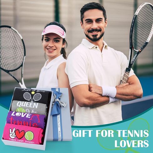 4 Pieces Tennis Towel Funny Tennis Towel Embroidered Tennis Towel with 4 Clip Tennis Court Accessory Tennis Gifts for Men Women (Classic Style) in Kuwait